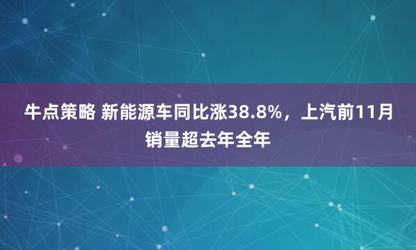 牛点策略 新能源车同比涨38.8%，上汽前11月销量超去年全年