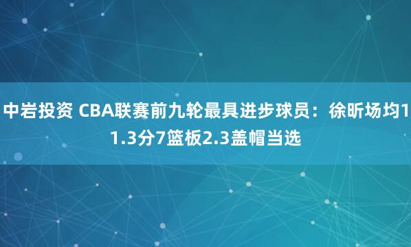中岩投资 CBA联赛前九轮最具进步球员：徐昕场均11.3分7篮板2.3盖帽当选